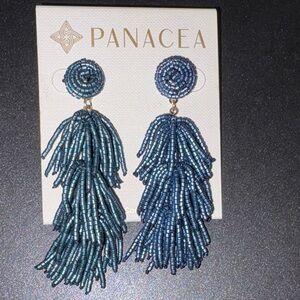 Panacea Cache Blue Beaded Fringe Earrings